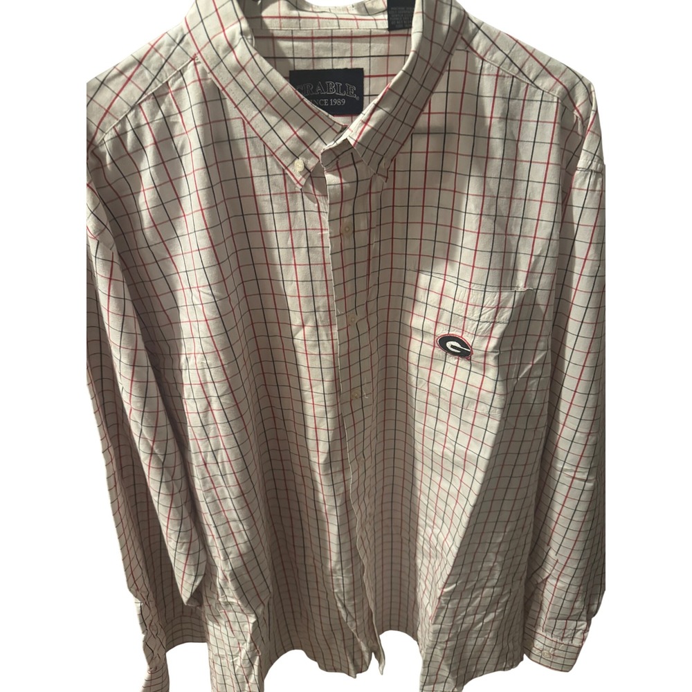 Crable Georgia Bulldogs Mens Long Sleeve Tattersall Check Button Down Shirt XL